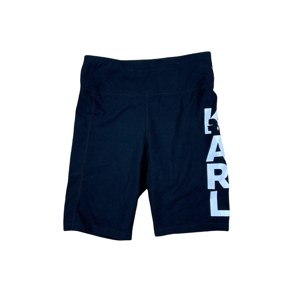 karl lagerfeld womens black compression shorts stash pocket size XS